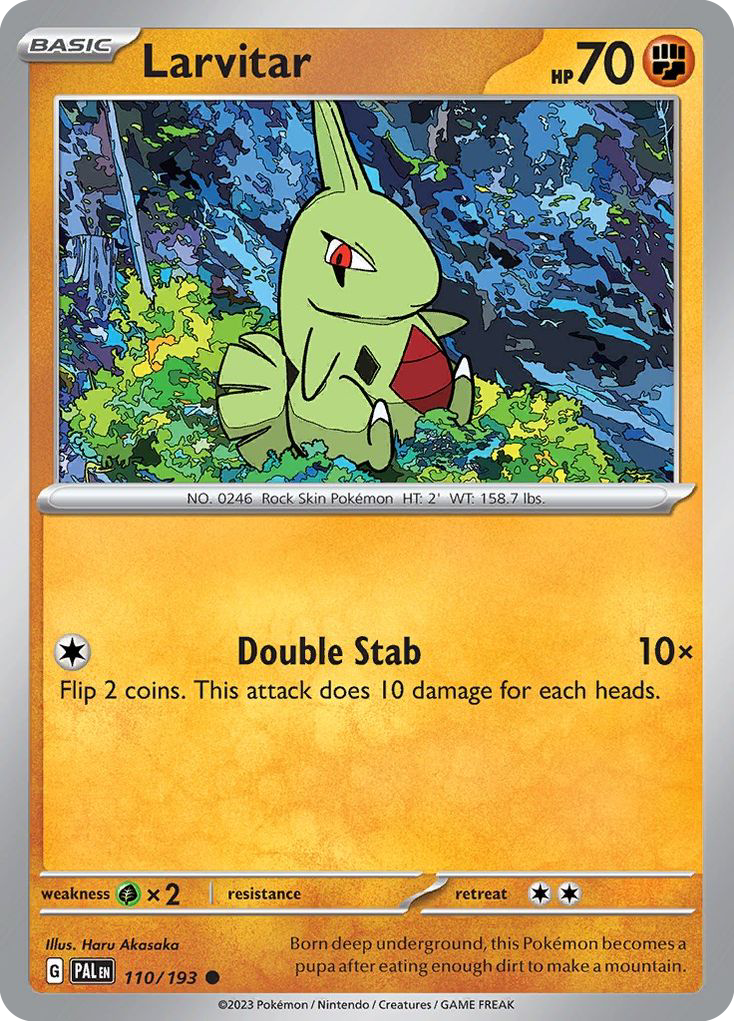 Larvitar 110 Common card from Paldea Evolved