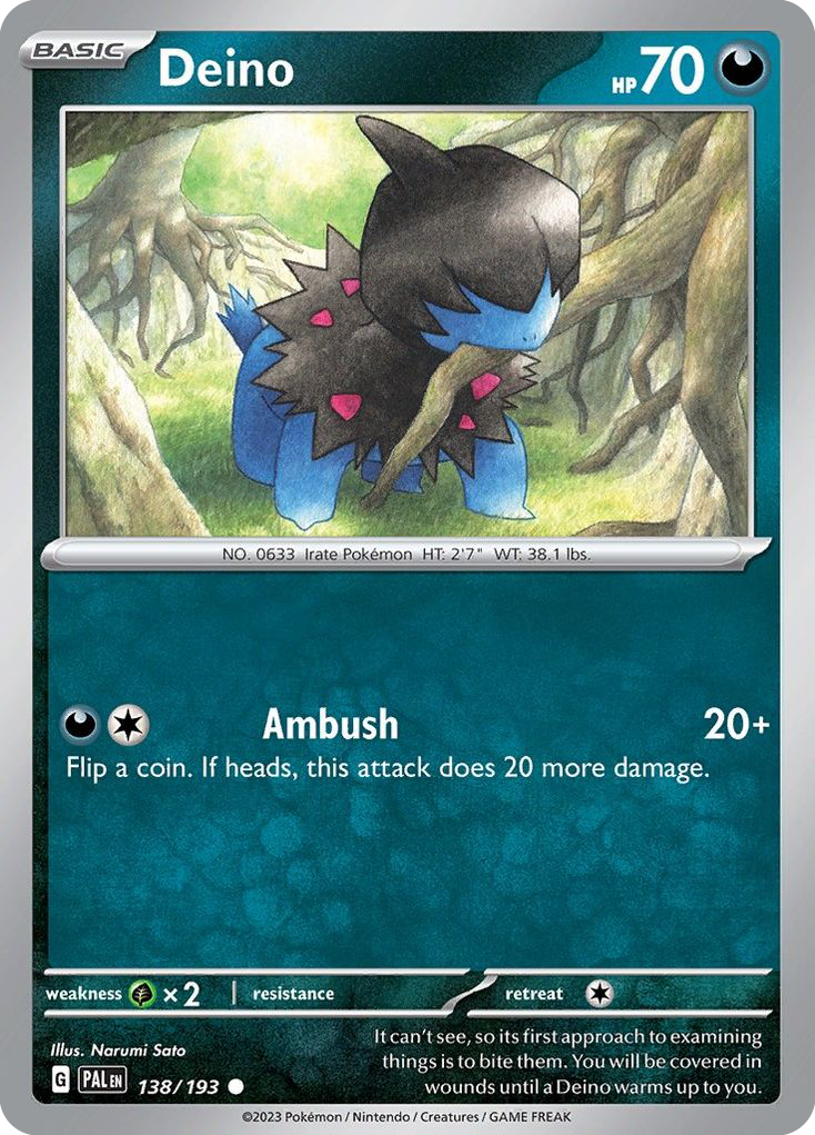 Deino 138 Common card from Paldea Evolved