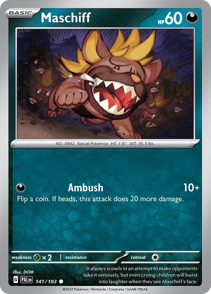 Maschiff 141/193 Common card from Paldea Evolved