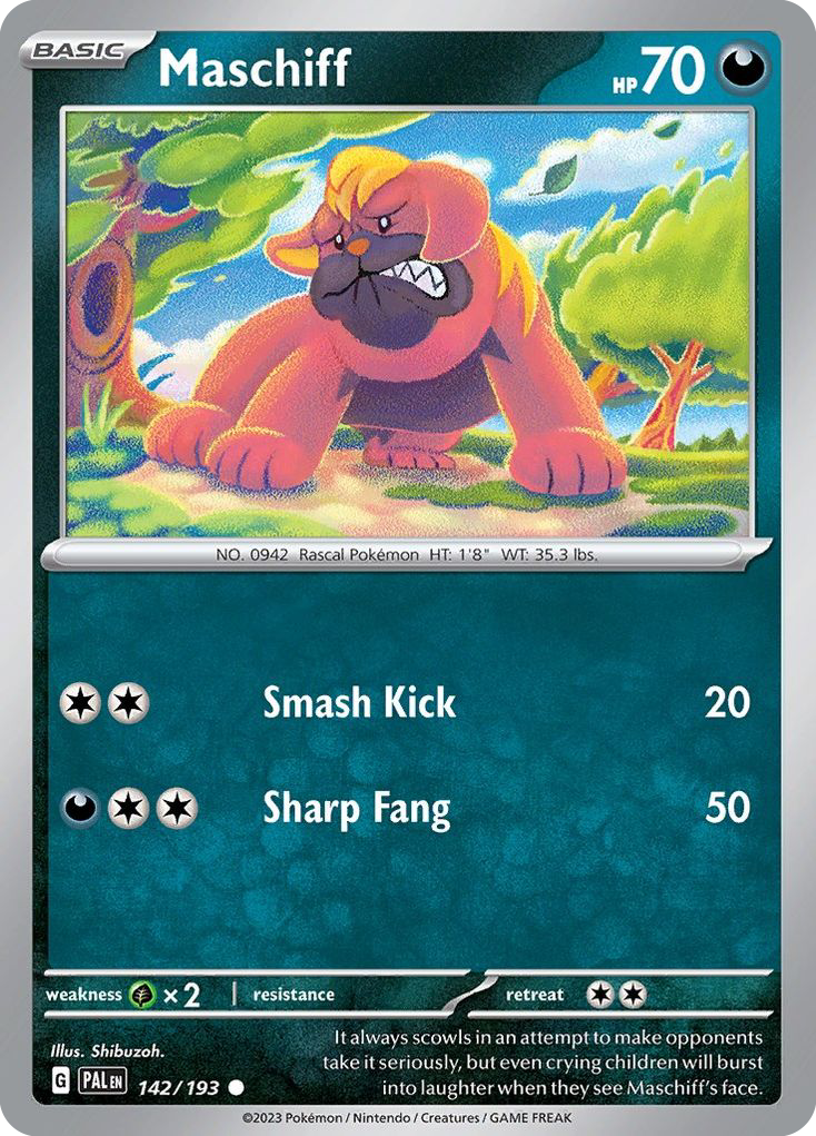 Maschiff 142 Common card from Paldea Evolved