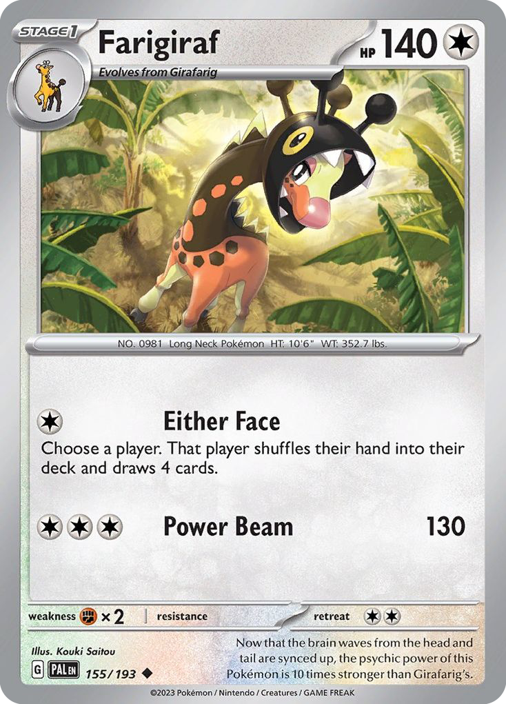 Farigiraf 155 Uncommon card from Paldea Evolved
