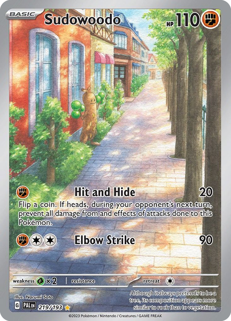 Sudowoodo 219 Illustration Rare card from Paldea Evolved