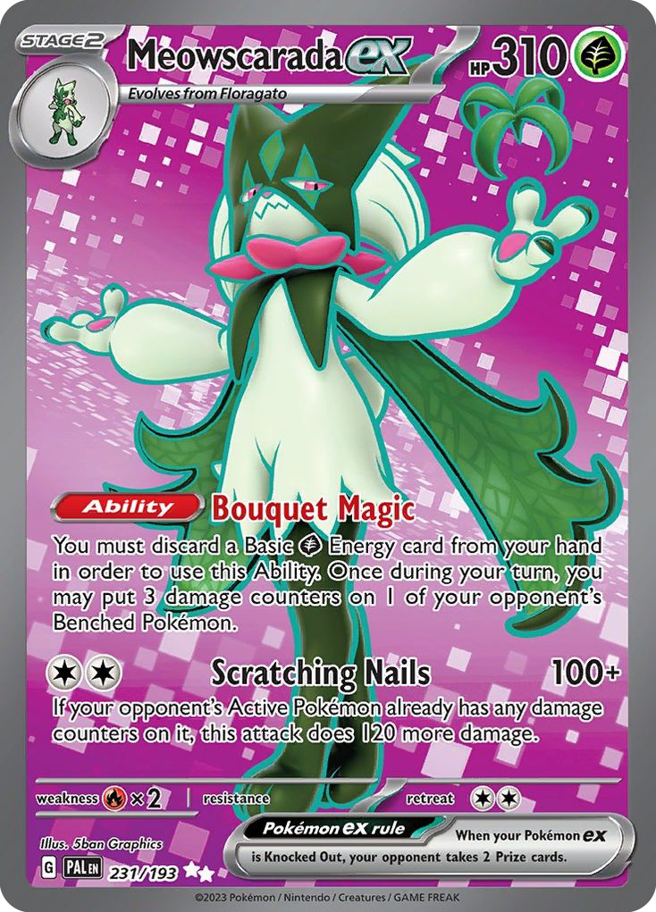 Meowscarada ex 231 Ultra Rare card from Paldea Evolved