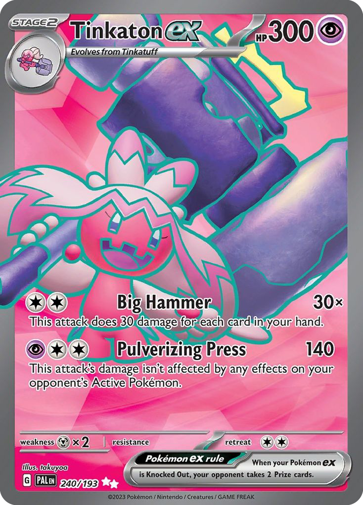 Tinkaton ex 240 Ultra Rare card from Paldea Evolved