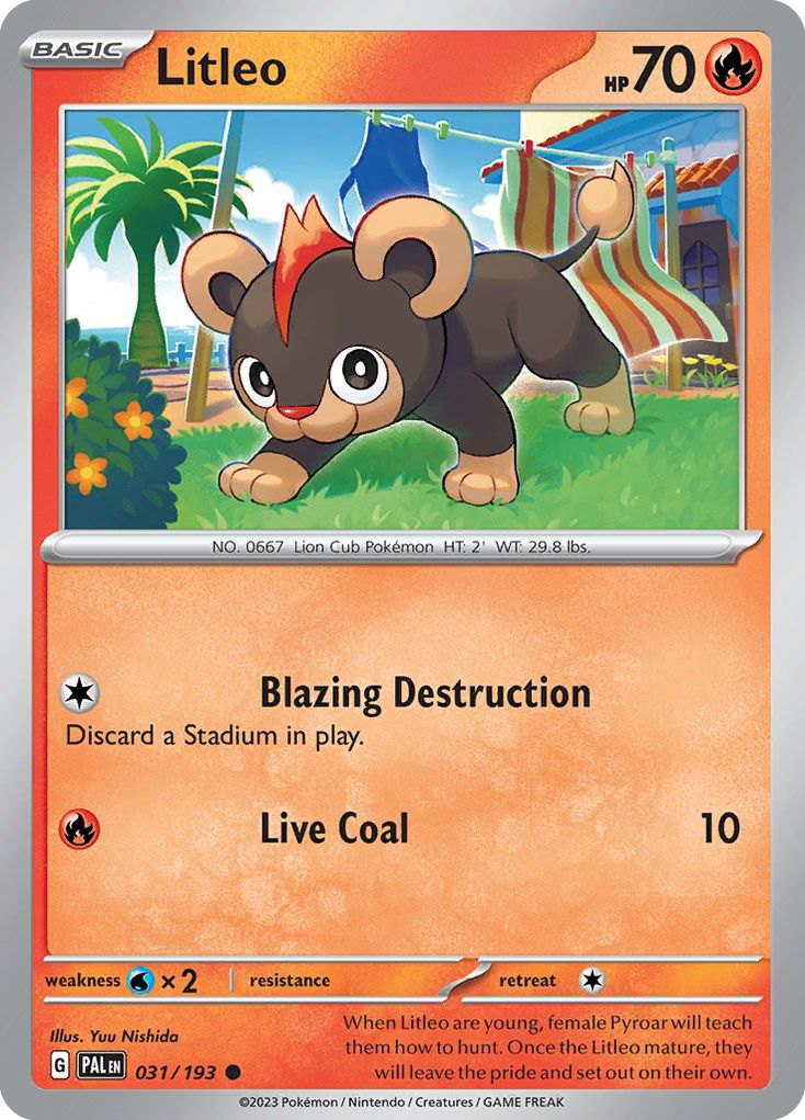 Litleo 31/193 Common card from Paldea Evolved