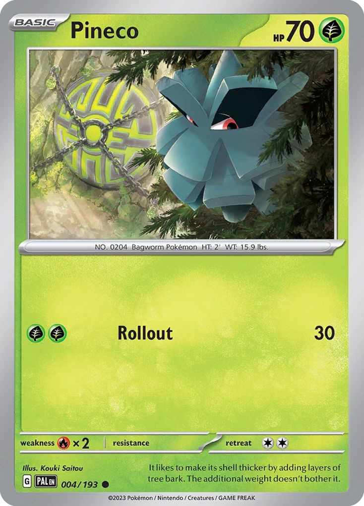 Pineco 4 Common card from Paldea Evolved