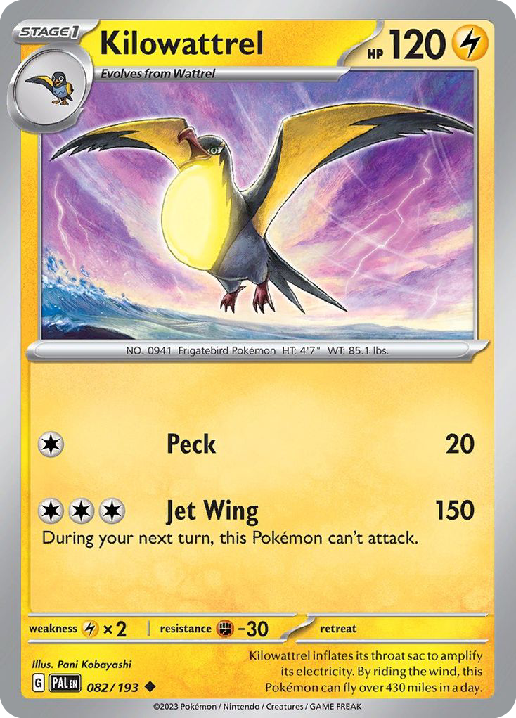 Kilowattrel 82/193 Uncommon card from Paldea Evolved