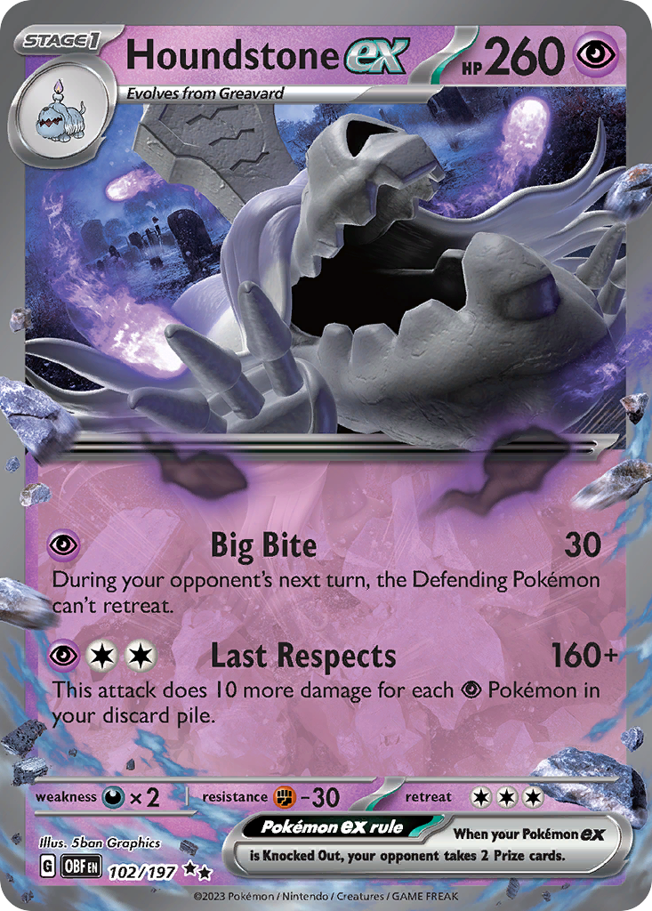 Houndstone ex 102 Double Rare card from Obsidian Flames