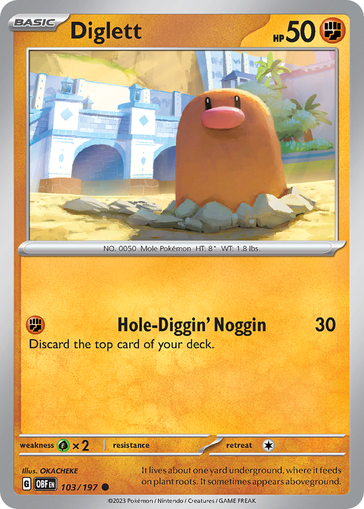Diglett 103 Common card from Obsidian Flames