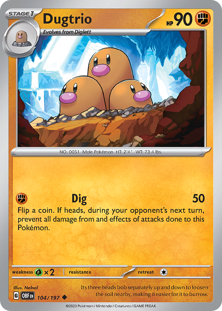 Dugtrio 104 Uncommon card from Obsidian Flames