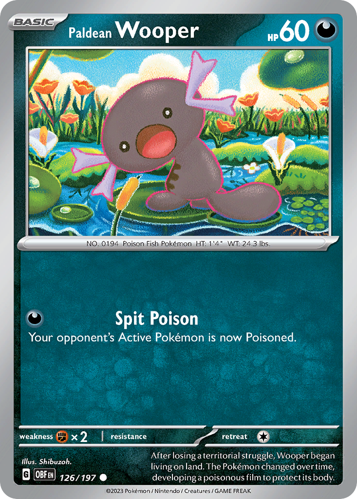 Paldean Wooper 126 Common card from Obsidian Flames