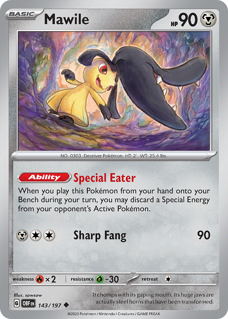 Mawile 143 Uncommon card from Obsidian Flames