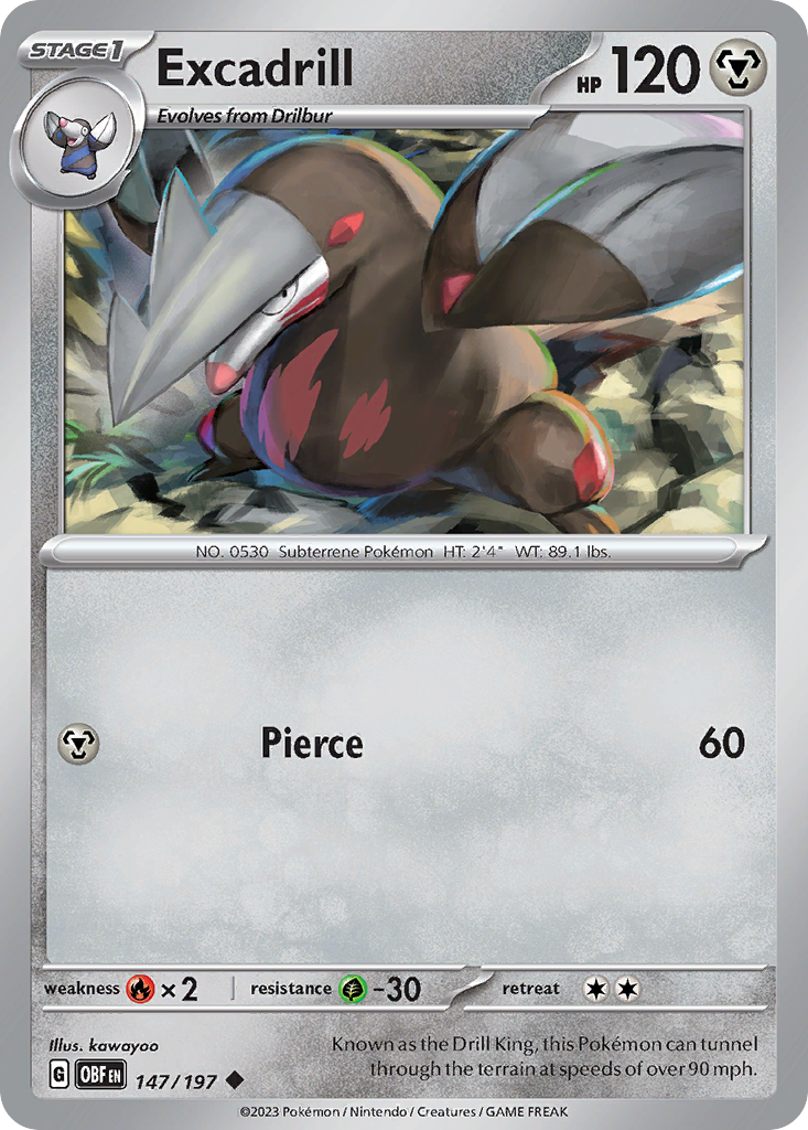 Excadrill 147 Uncommon card from Obsidian Flames
