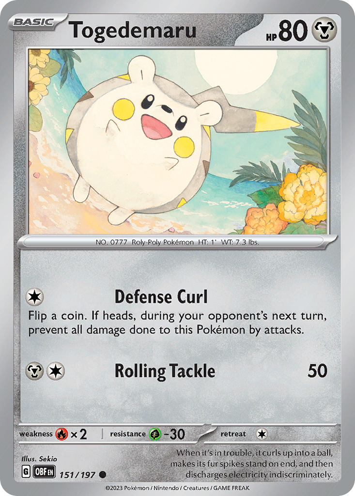 Togedemaru 151/197 Common card from Obsidian Flames