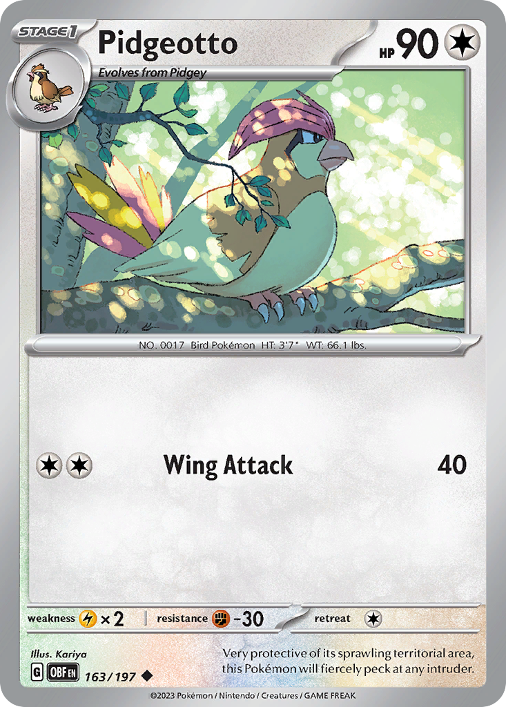 Pidgeotto 163 Uncommon card from Obsidian Flames