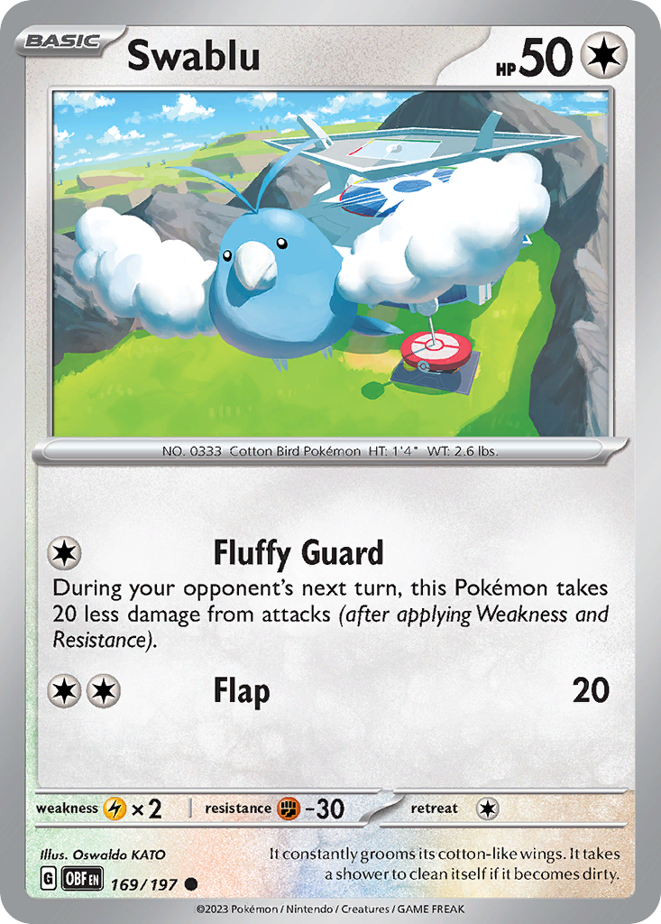 Swablu 169 Common card from Obsidian Flames