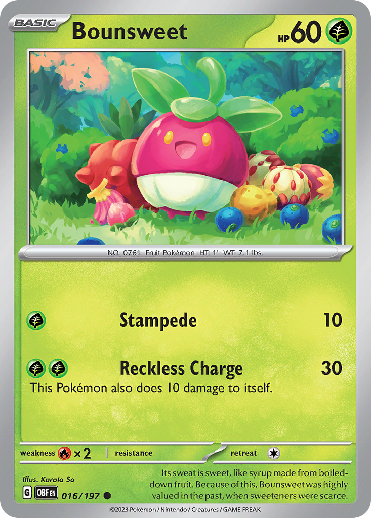 Bounsweet 16 Common card from Obsidian Flames