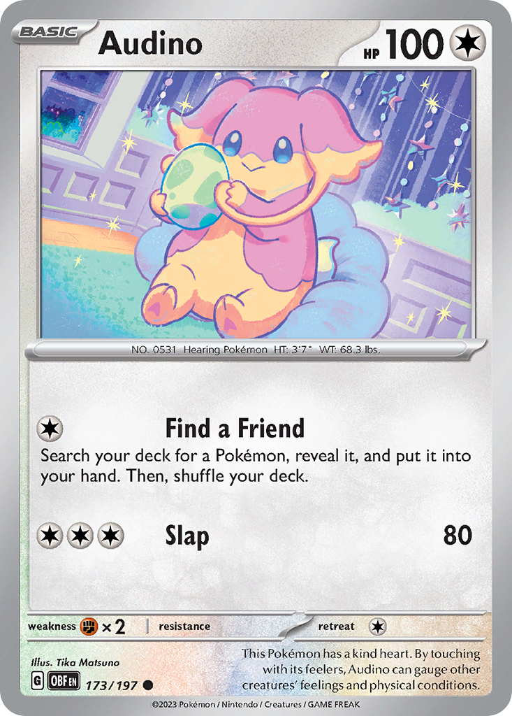 Audino 173 Common card from Obsidian Flames
