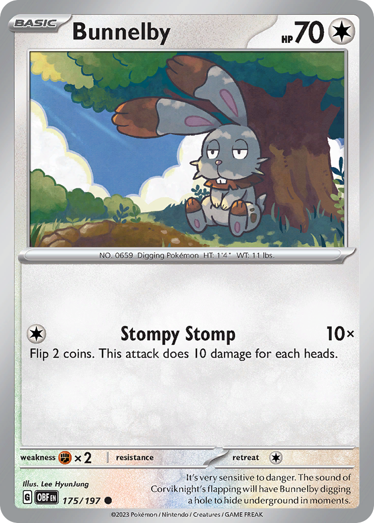 Bunnelby 175/197 Common card from Obsidian Flames