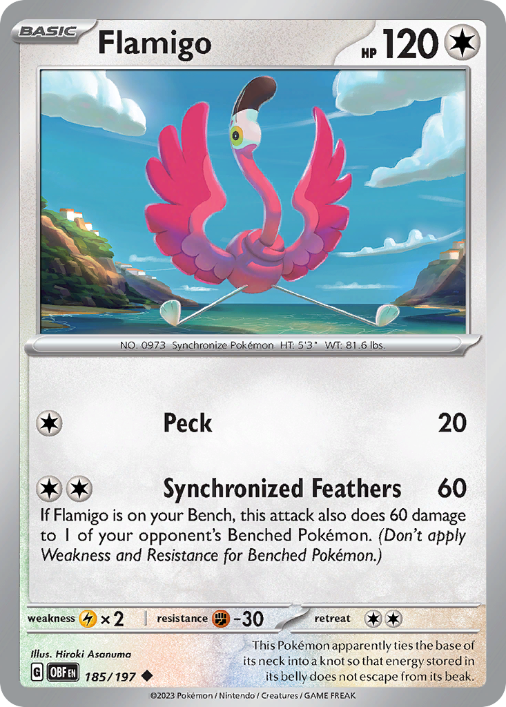 Flamigo 185/197 Uncommon card from Obsidian Flames