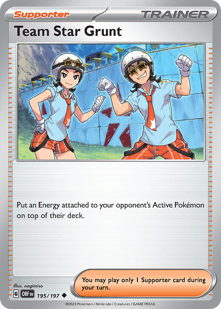 Team Star Grunt 195/197 Uncommon card from Obsidian Flames