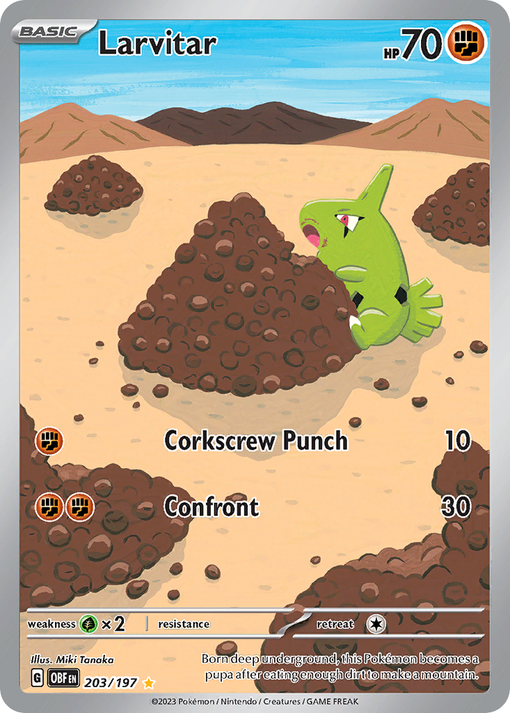 Larvitar 203/197 Illustration Rare card from Obsidian Flames