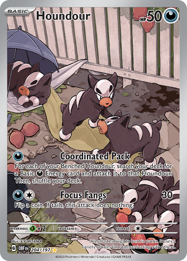 Houndour 204 Illustration Rare card from Obsidian Flames