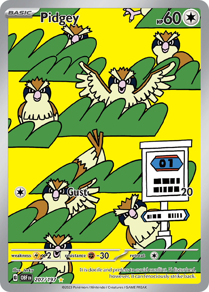 Pidgey 207 Illustration Rare card from Obsidian Flames