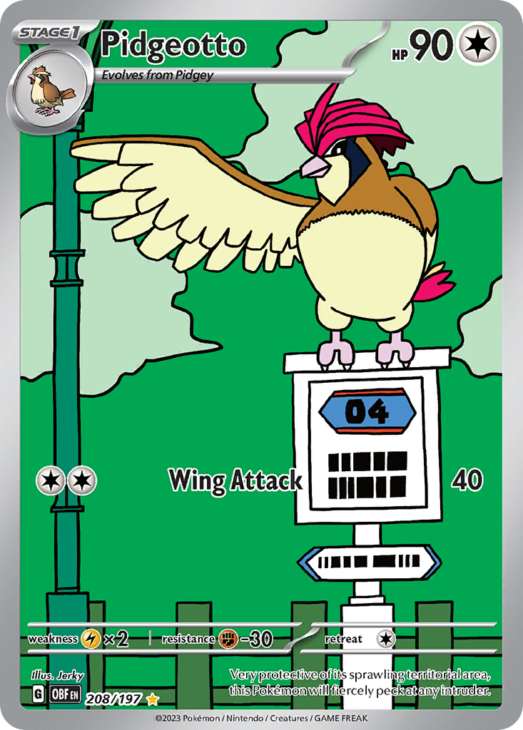 Pidgeotto 208 Illustration Rare card from Obsidian Flames