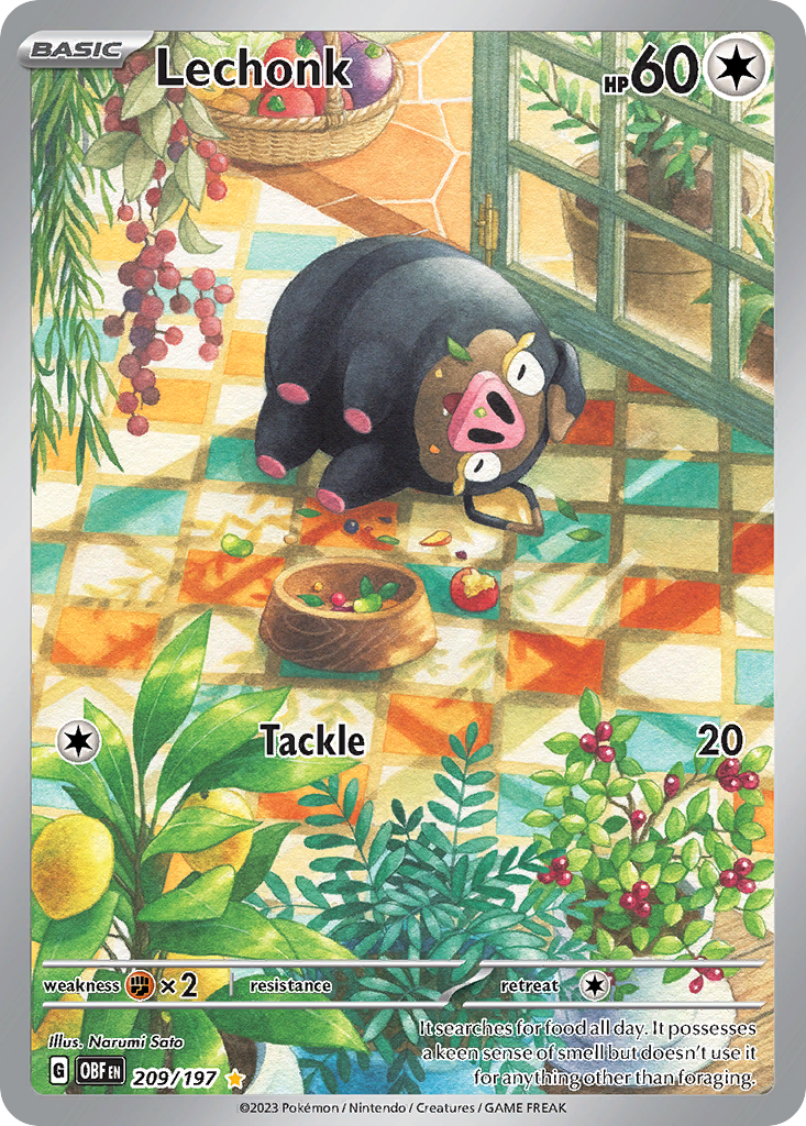 Lechonk 209 Illustration Rare card from Obsidian Flames