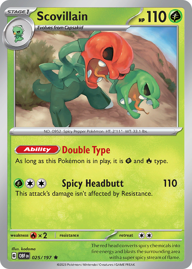 Scovillain 25 Rare card from Obsidian Flames