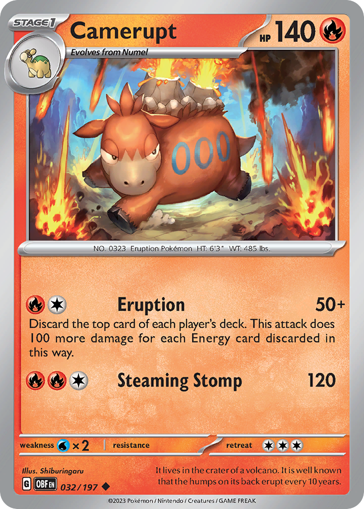 Camerupt 32 Uncommon card from Obsidian Flames