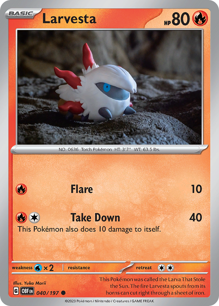 Larvesta 40 Common card from Obsidian Flames