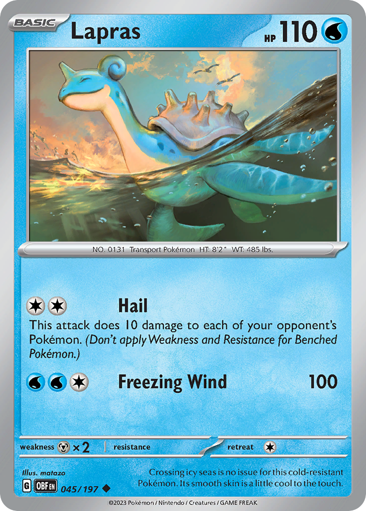 Lapras 45 Uncommon card from Obsidian Flames