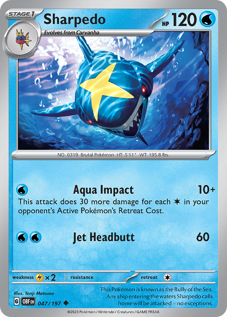 Sharpedo 47 Uncommon card from Obsidian Flames