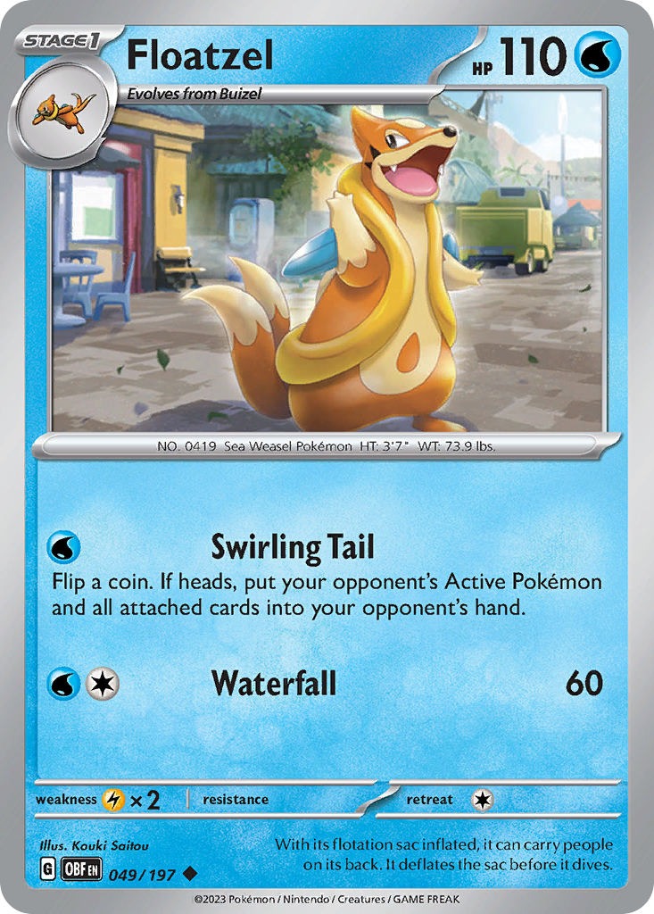 Floatzel 49/197 Uncommon card from Obsidian Flames