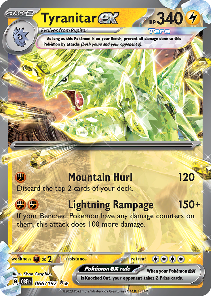 Tyranitar ex 66/197 Double Rare card from Obsidian Flames