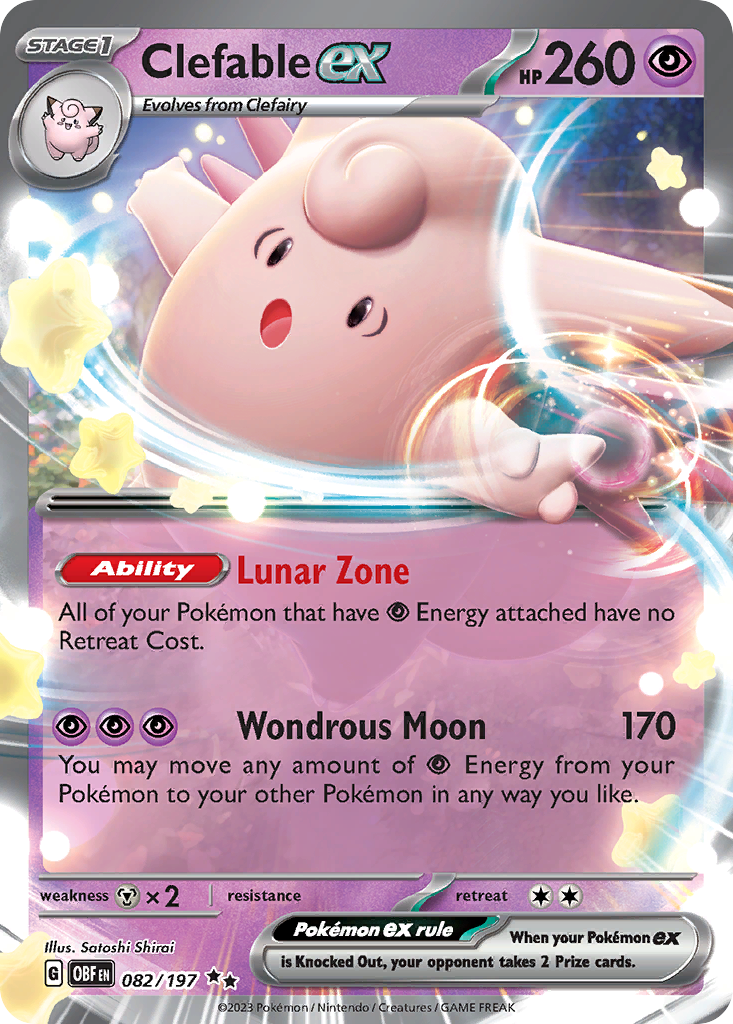 Clefable ex 82 Double Rare card from Obsidian Flames