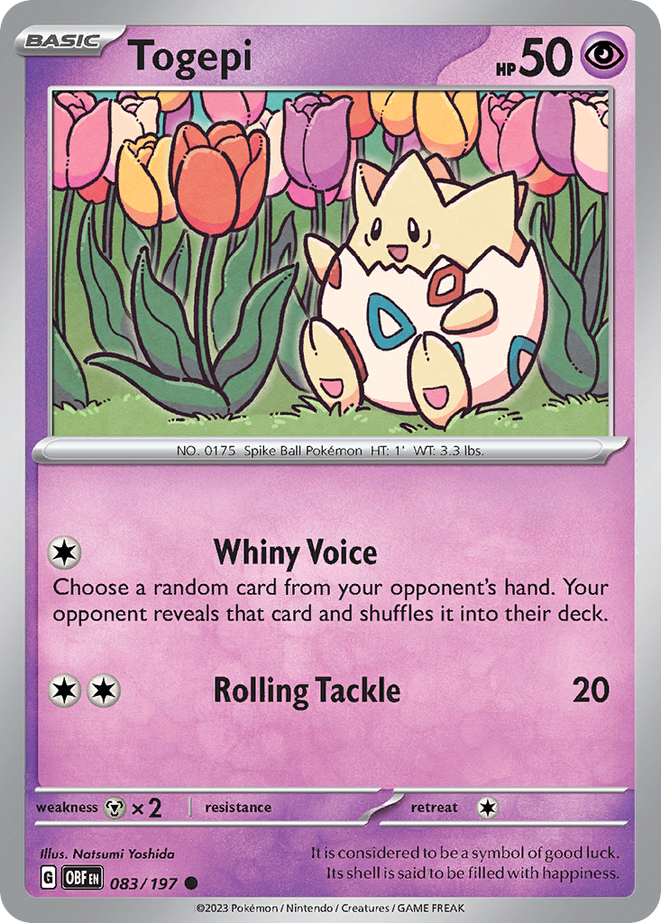 Togepi 83 Common card from Obsidian Flames