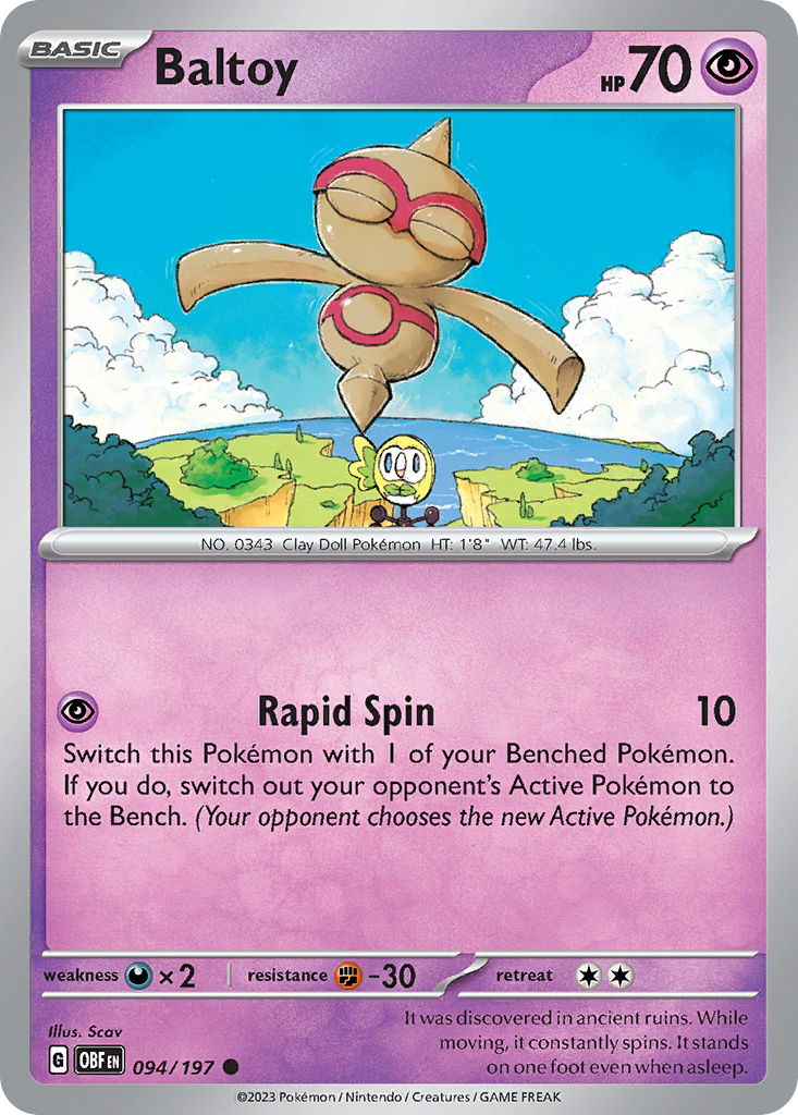 Baltoy 94 Common card from Obsidian Flames