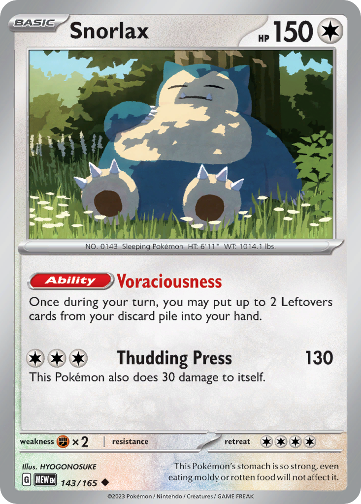 Snorlax 143 Uncommon card from 151