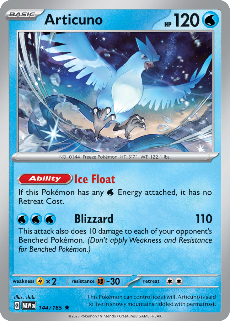 Articuno 144/165 Rare card from 151