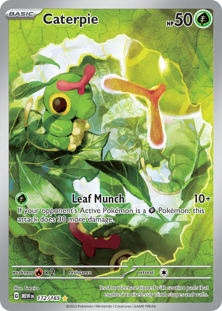 Caterpie 172 Illustration Rare card from 151