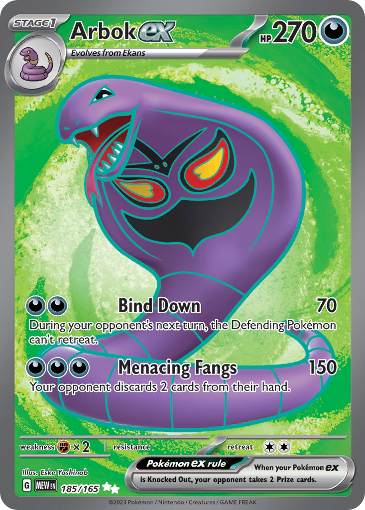 Arbok ex 185 Ultra Rare card from 151