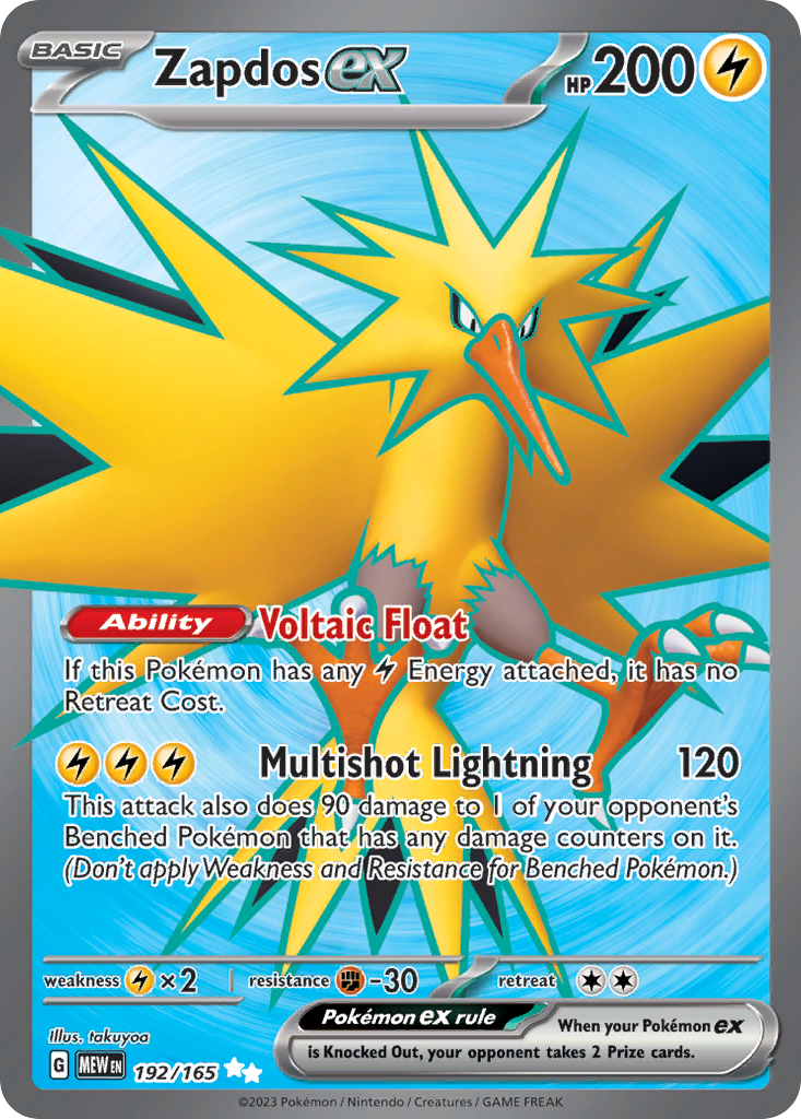 Zapdos ex 192 Ultra Rare card from 151