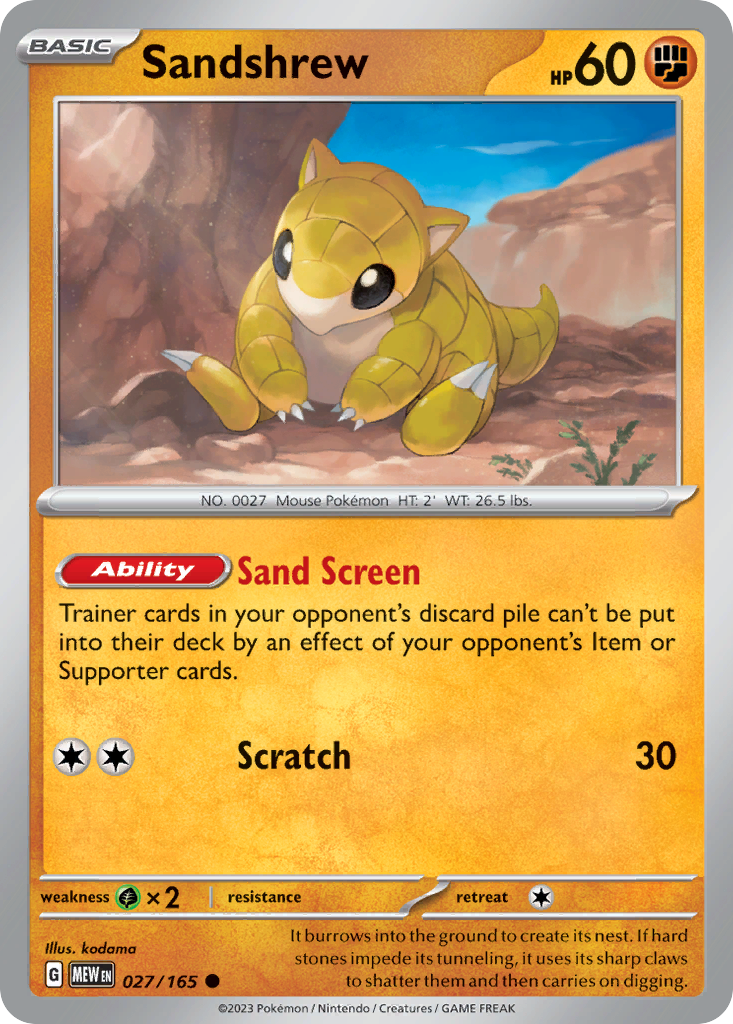 Sandshrew 27/165 Common card from 151