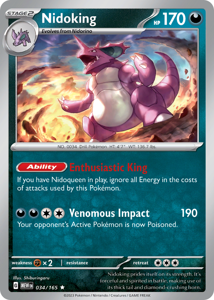 Nidoking 34 Rare card from 151