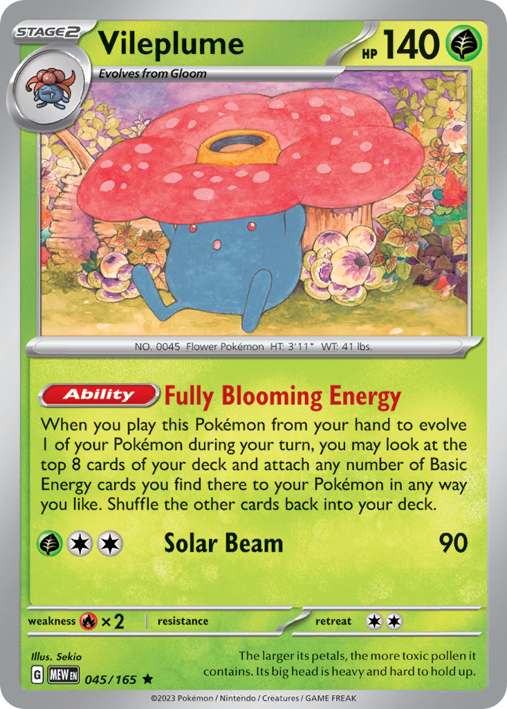Vileplume 45 Rare card from 151