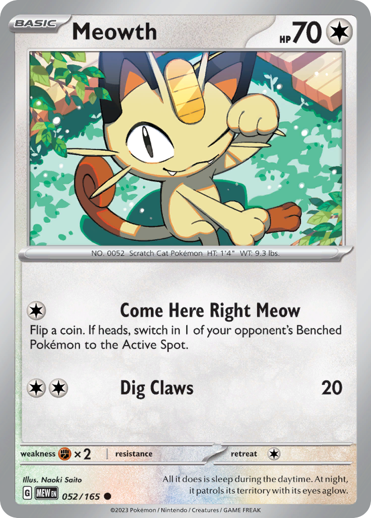 Meowth 52 Common card from 151