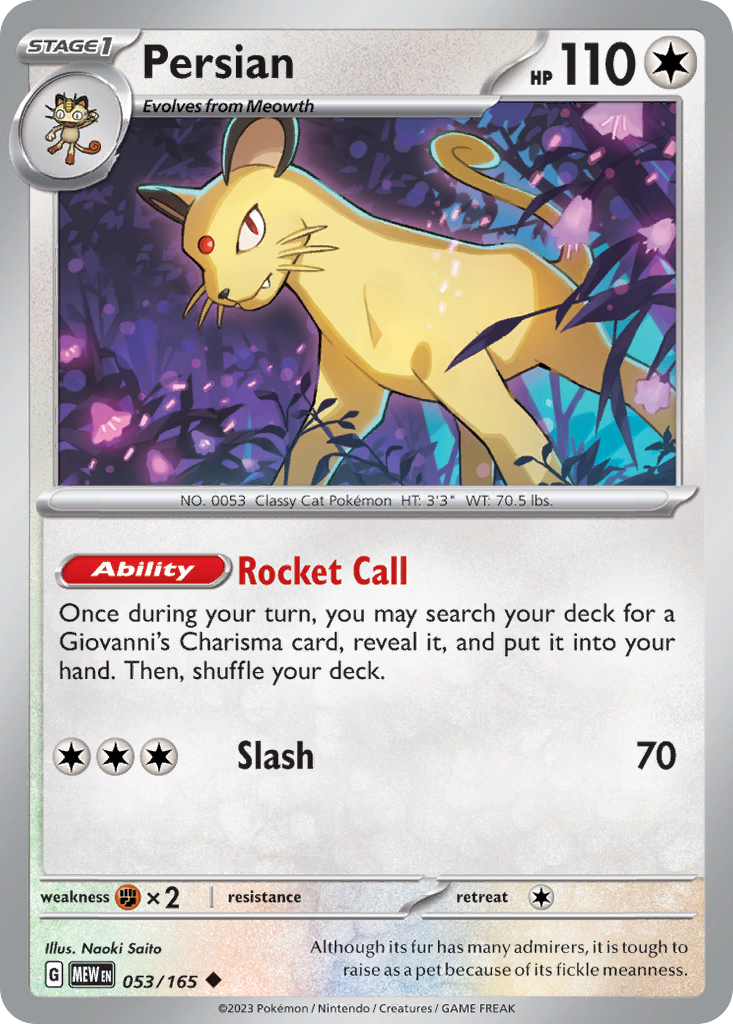Persian 53/165 Uncommon card from 151